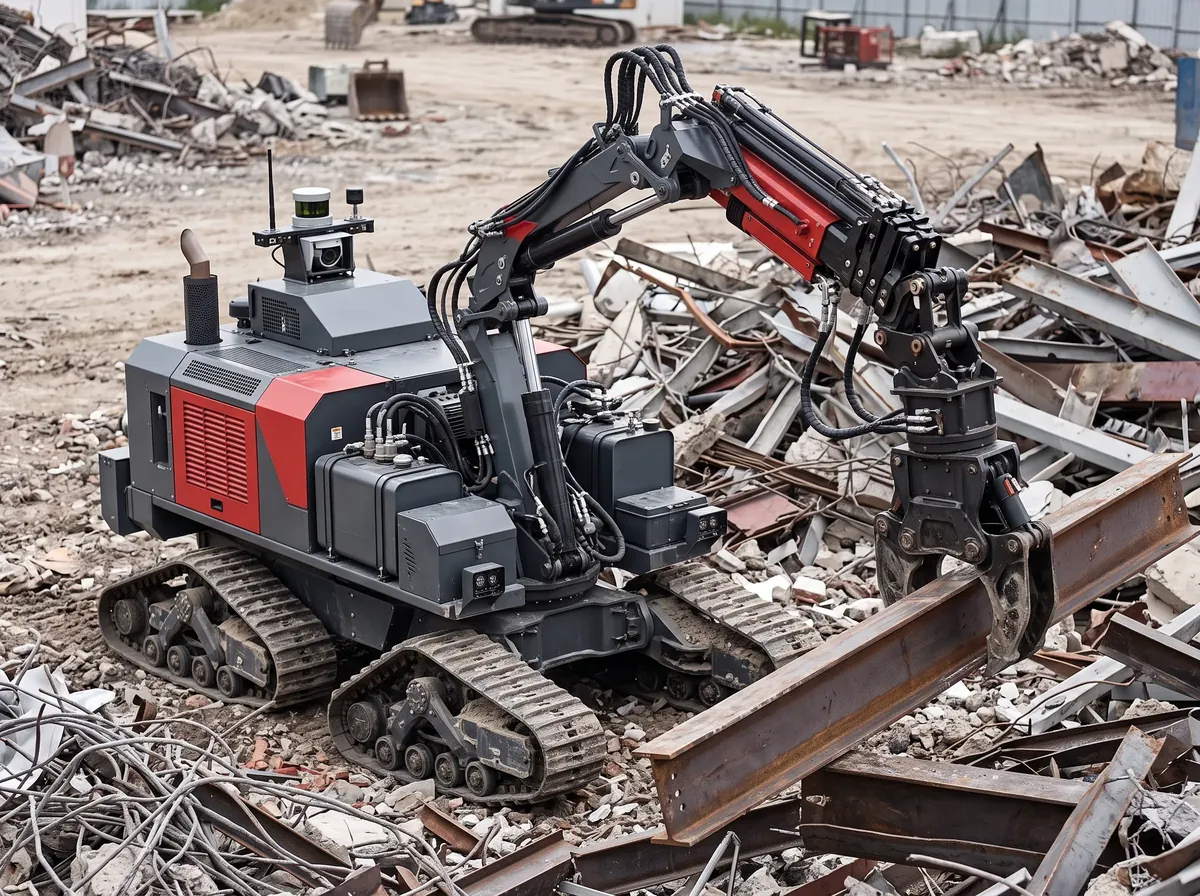 Heavy manipulator robotic platform clearing debris